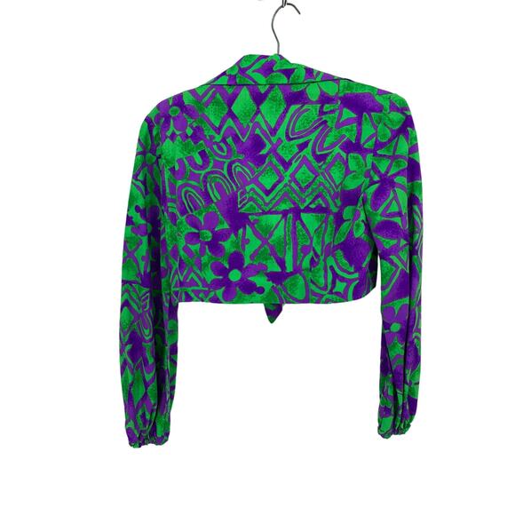 VTG Calypso 4 Pc Play Set Sz S Skirt Tie Top + Bikini Purple Green Floral Print - Picture 5 of 14